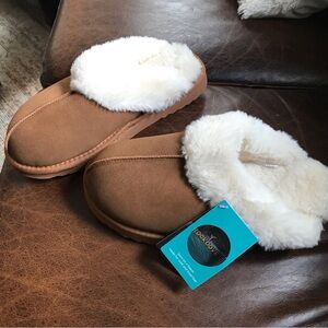 Rock dove Cozy Brown Suede furry Women's Slippers